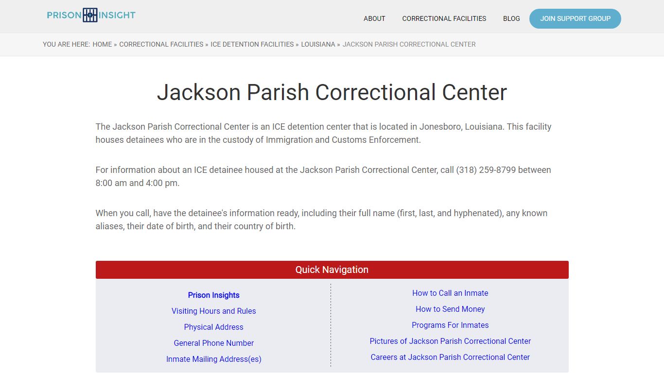 Jackson Parish Correctional Center - Prison Insight