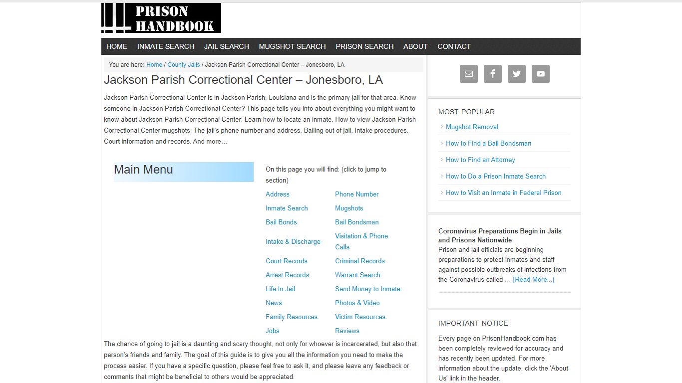 Jackson Parish Correctional Center – Jonesboro, LA - Prison Handbook