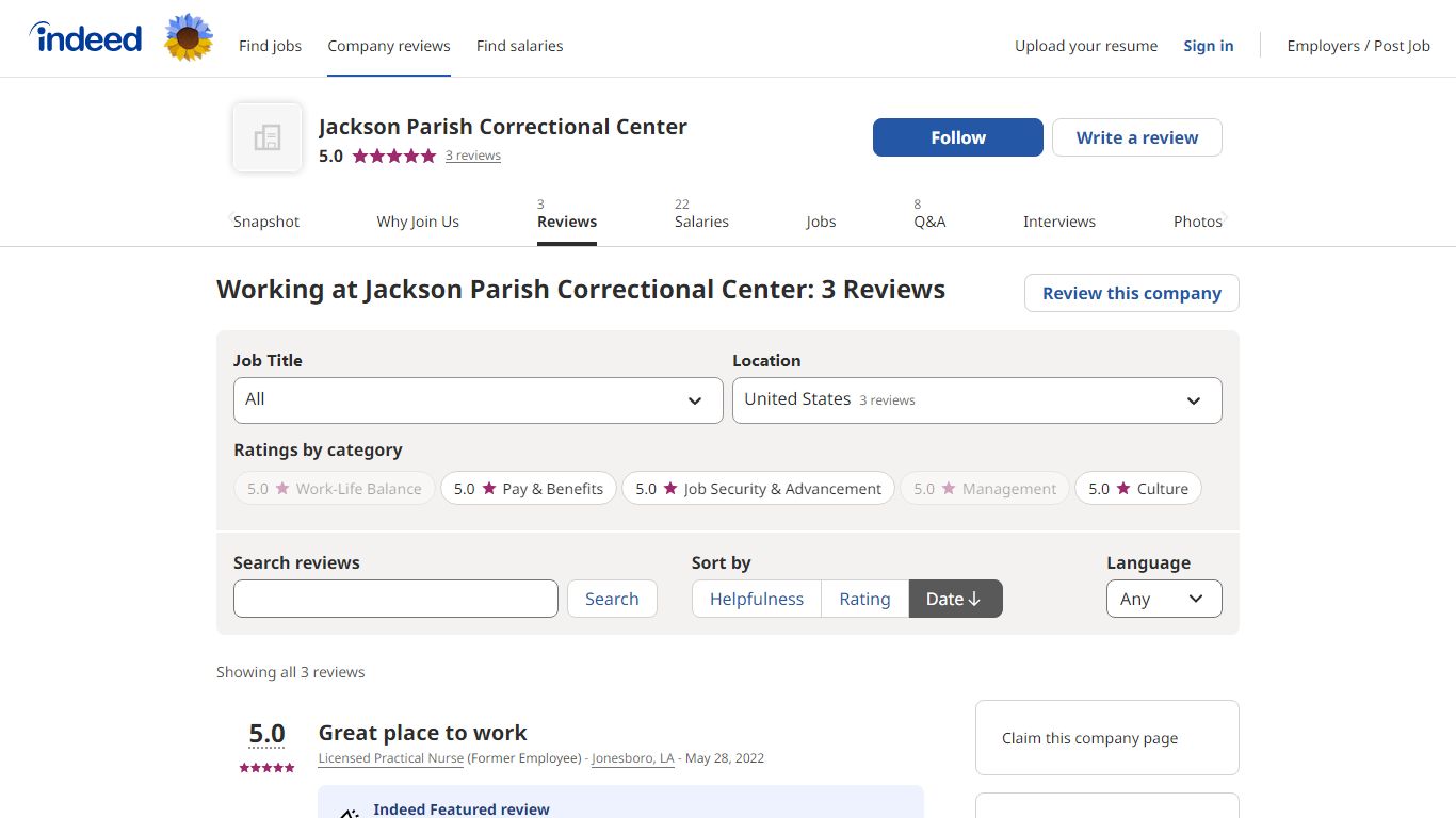 Working at Jackson Parish Correctional Center: 3 Reviews - Indeed